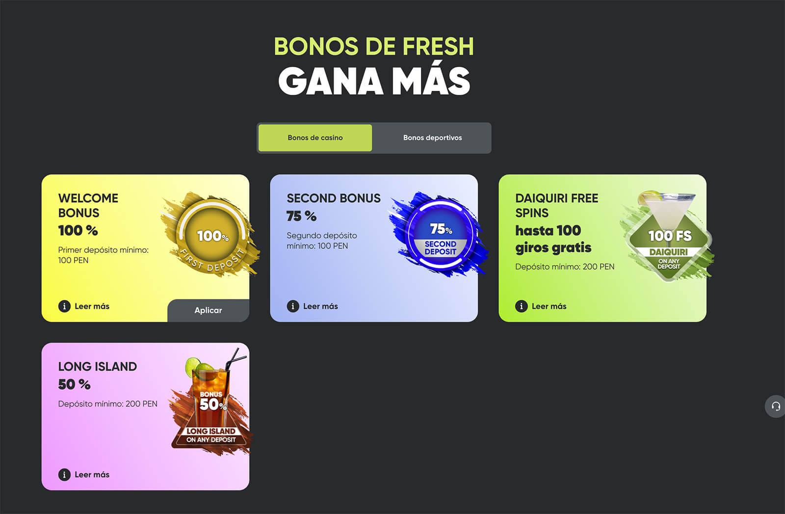 Bonos y promociones en Fresh Casino online para jugadores peruanos