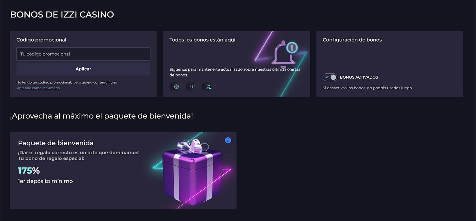Bonos y códigos promocionales disponibles en Izzi Casino para Perú