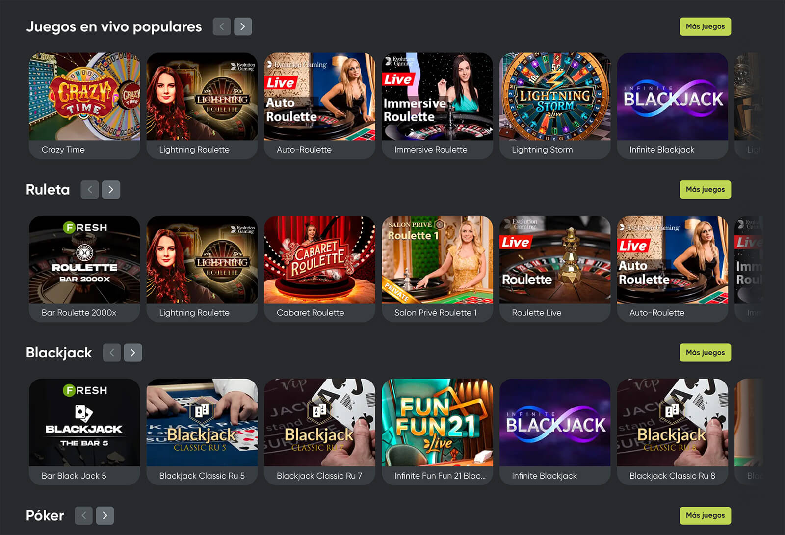 Juegos con crupier en vivo en Fresh Casino online para jugadores peruanos