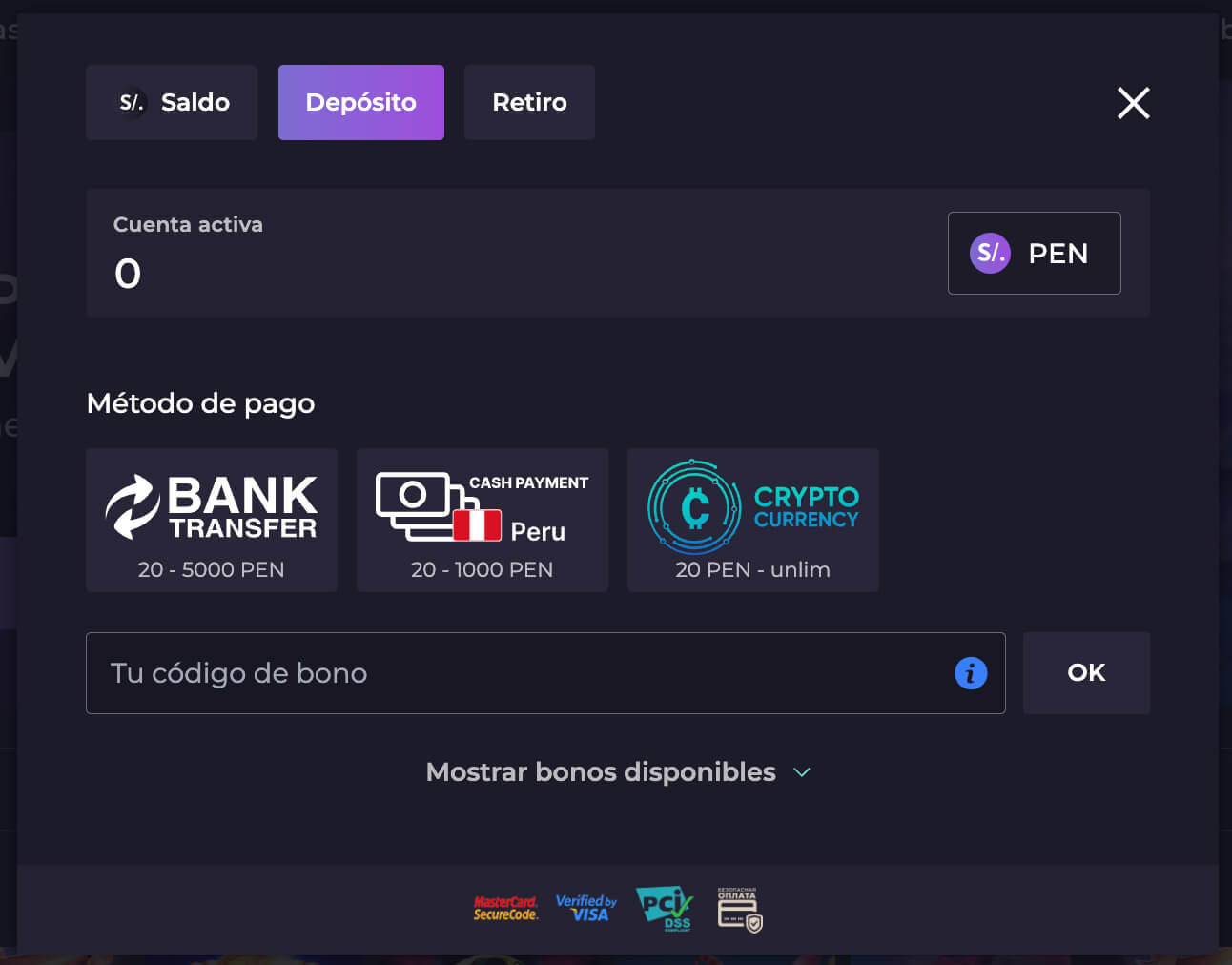 Métodos de depósito seguros y rápidos en Izzi Casino Perú