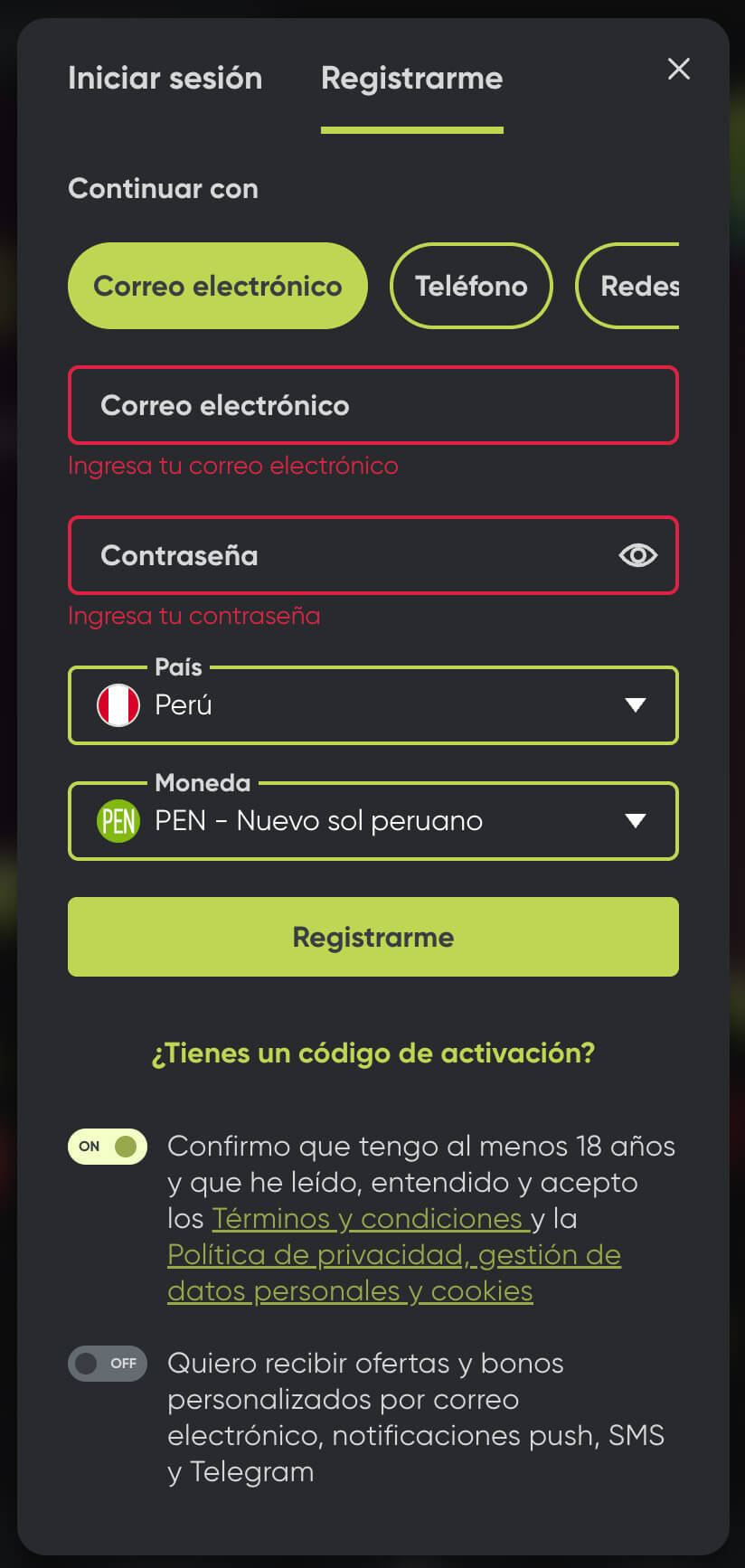 Registro en Fresh Casino online para jugadores en Perú, fácil y rápido