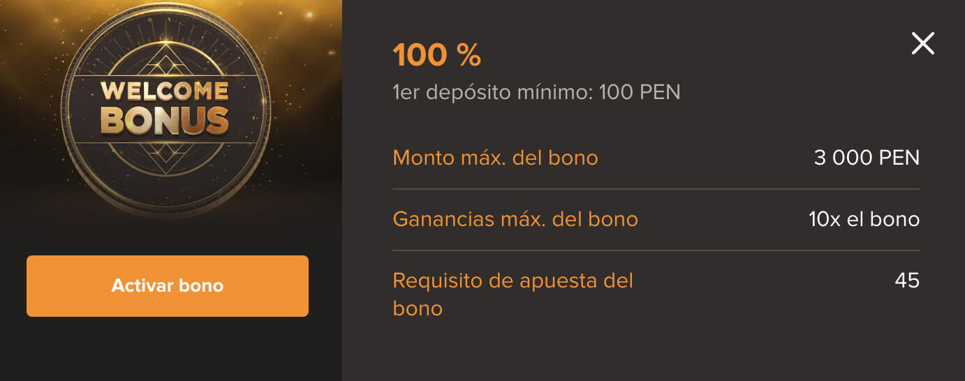 Condiciones del bono para el primer depósito en Sol Casino Perú